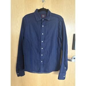 UNTUCKit Men's Long Sleeve Button Down Shirt, Navy, Size S, Slim Fit